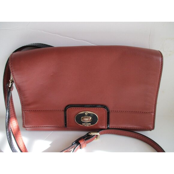 *Kate Spade Brown Cognac Leather Envelope Crossbody Bag - Picture 5 of 12